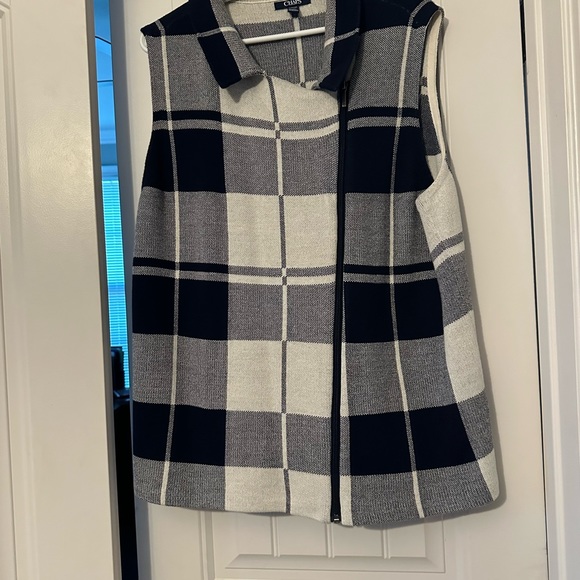 Chaps Asymmetrical Zipper Vest - Navy 1X - Picture 7 of 8